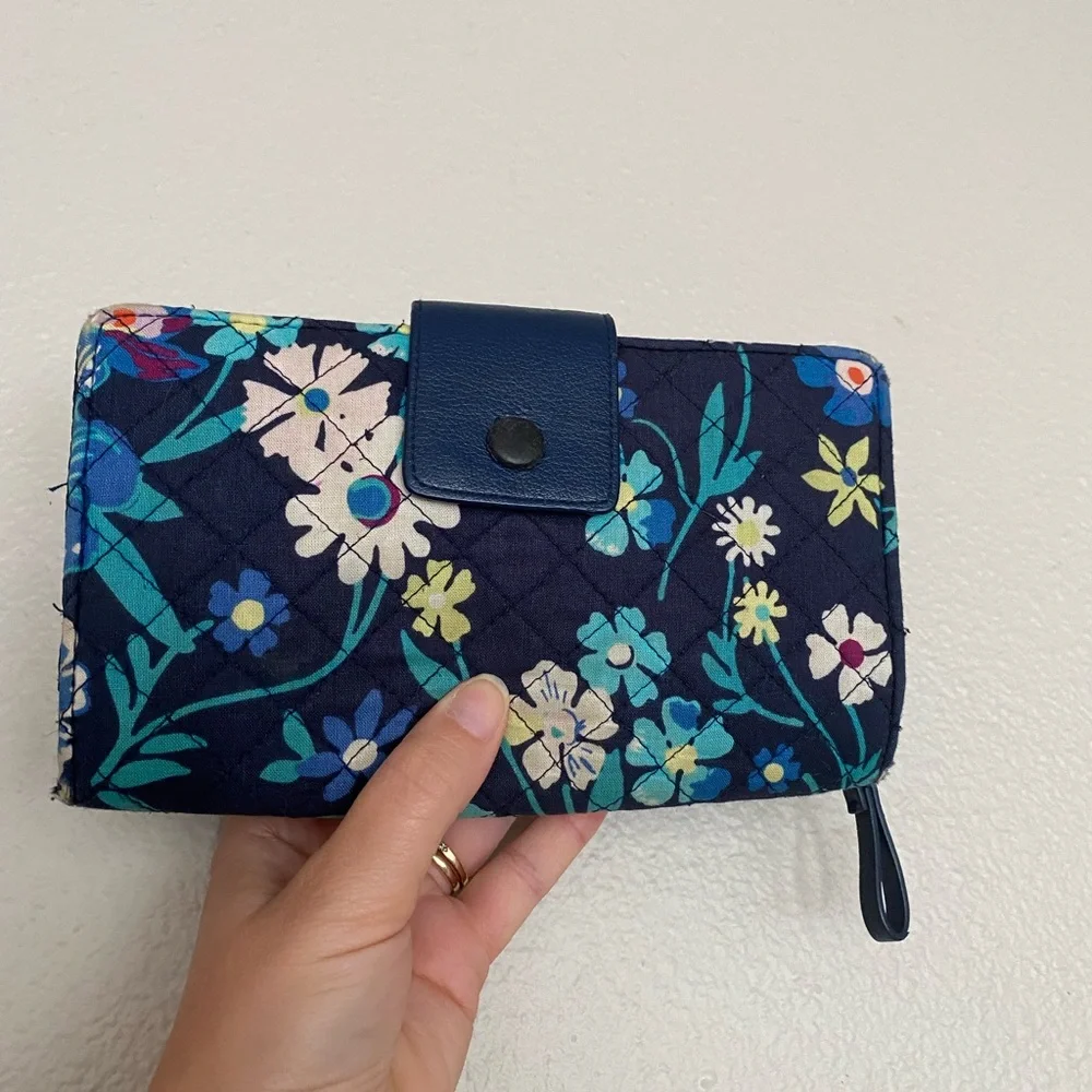 Vera Bradley Floral Quilted Navy Wallet